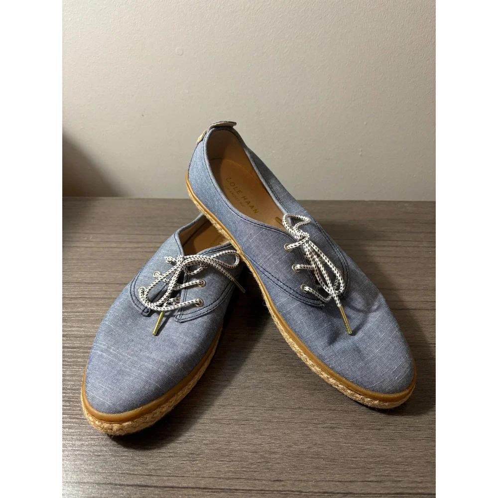 Cole Hann Women's Grand Series Cloudfeel Keely A-Line Denim Espadrille Size 10.5